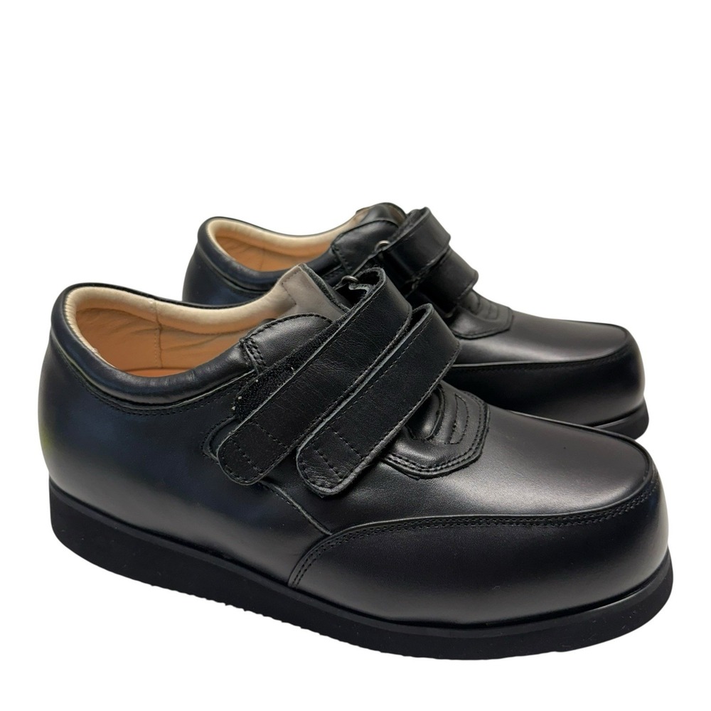 Mt Emey Orthopedic Black Leather Comfort‎ Diabetic Strap 4B Shoes Men 10.5 S-5